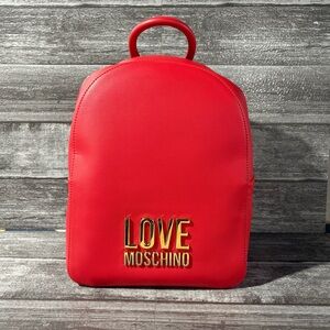 Love Moschino Vibrant Red Backpack with Gold Accents